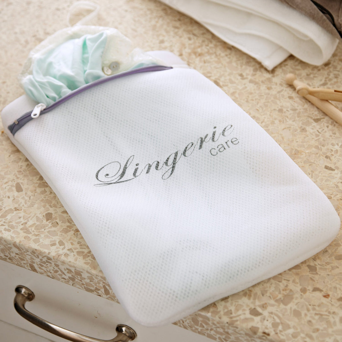 White Mesh Net Washing Bag - Padded For Silks & Lace