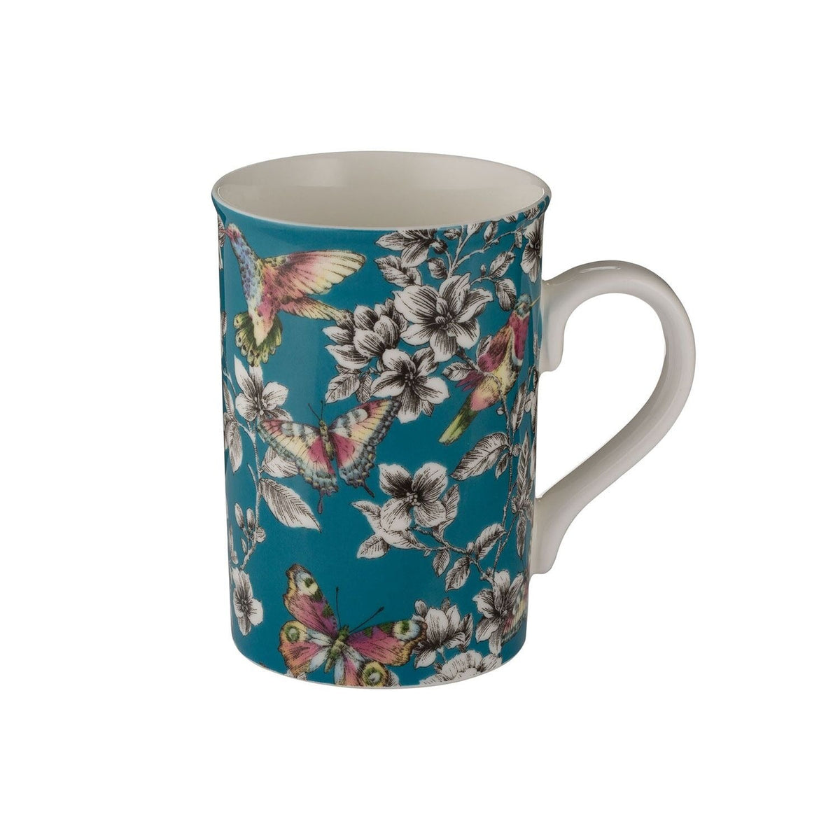 Hummingbird Floral Mug Teal 300ml