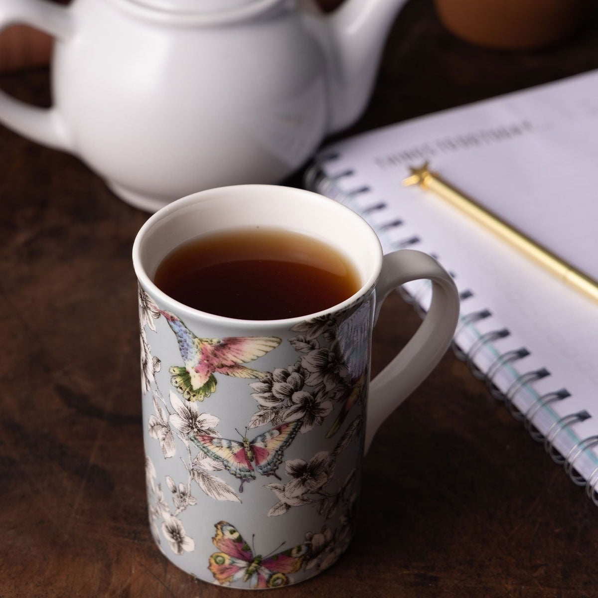 Hummingbird Floral Mug Duck Egg 300ml