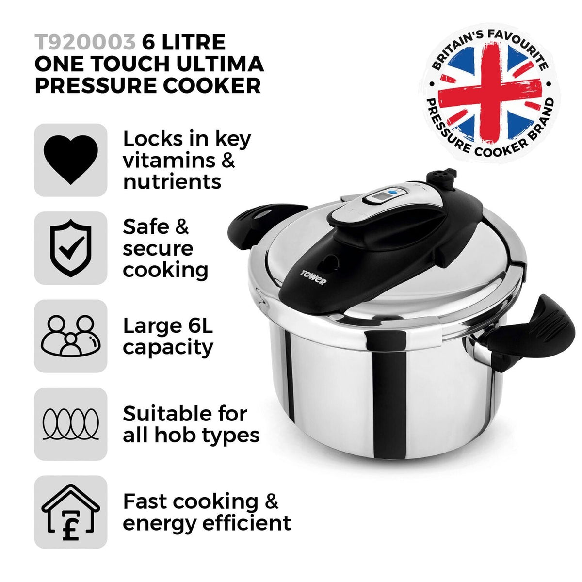 Tower One-Touch Ultima 6L Pressure Cooker T920003