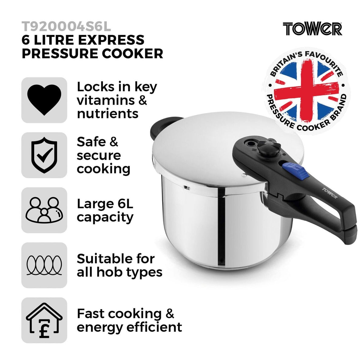 Tower 6L Pressure Cooker T920004S6L