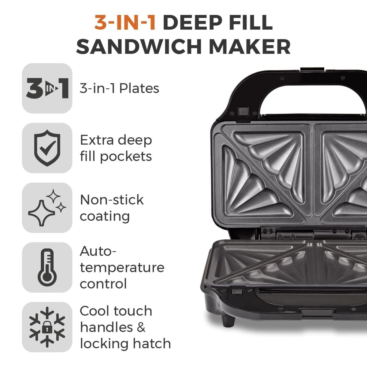 Tower 3-in-1 Deep Sandwich Maker T27032