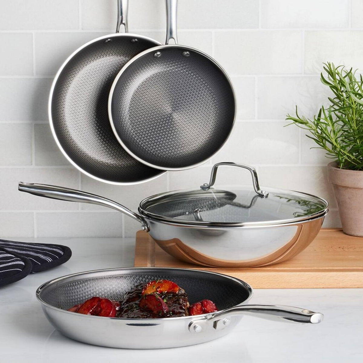 Lakeland Tri-Clad 28cm Wok with Glass Lid