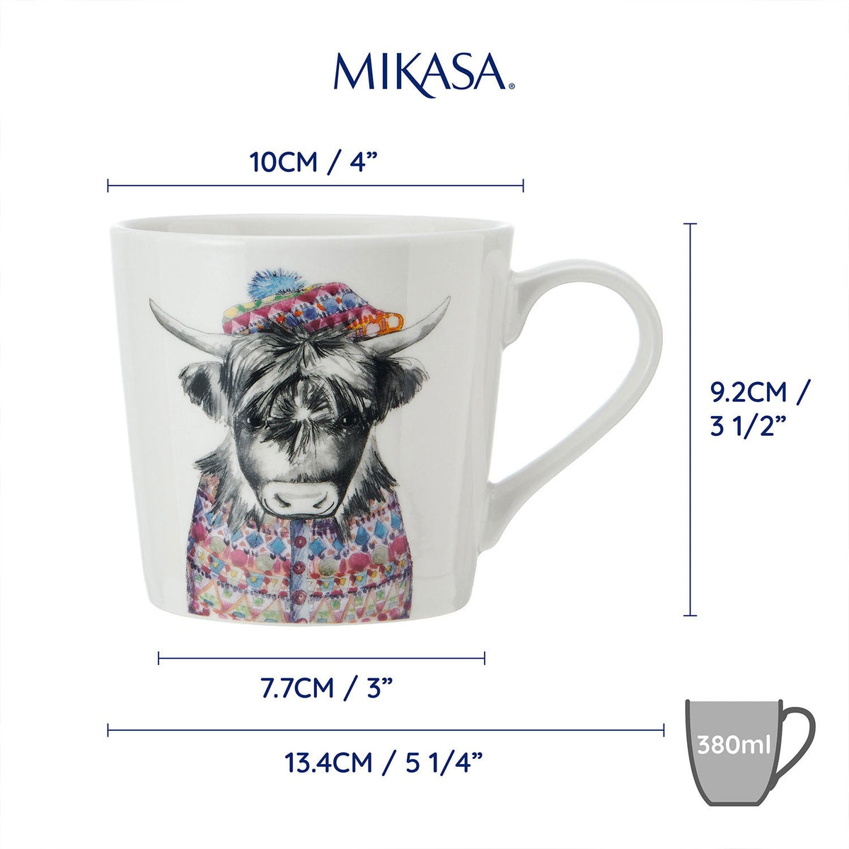 Mikasa x Tipperleyhill 380ml Fine China Mug, Cow