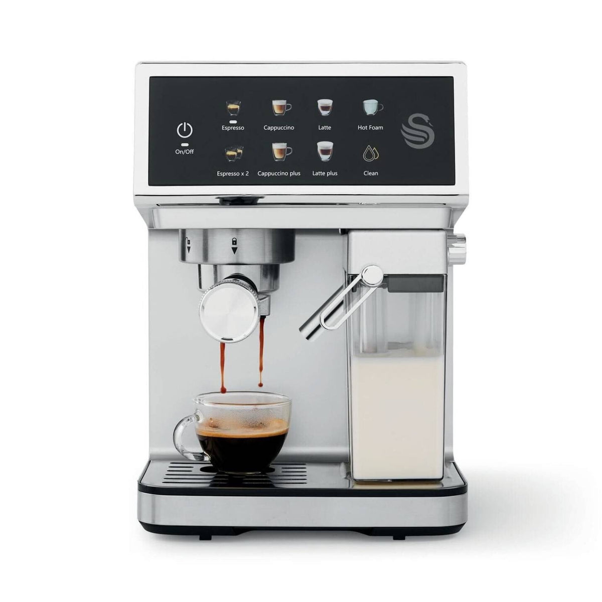 Swan Digital One-Touch Espresso Coffee Machine with Automatic Milk Frother