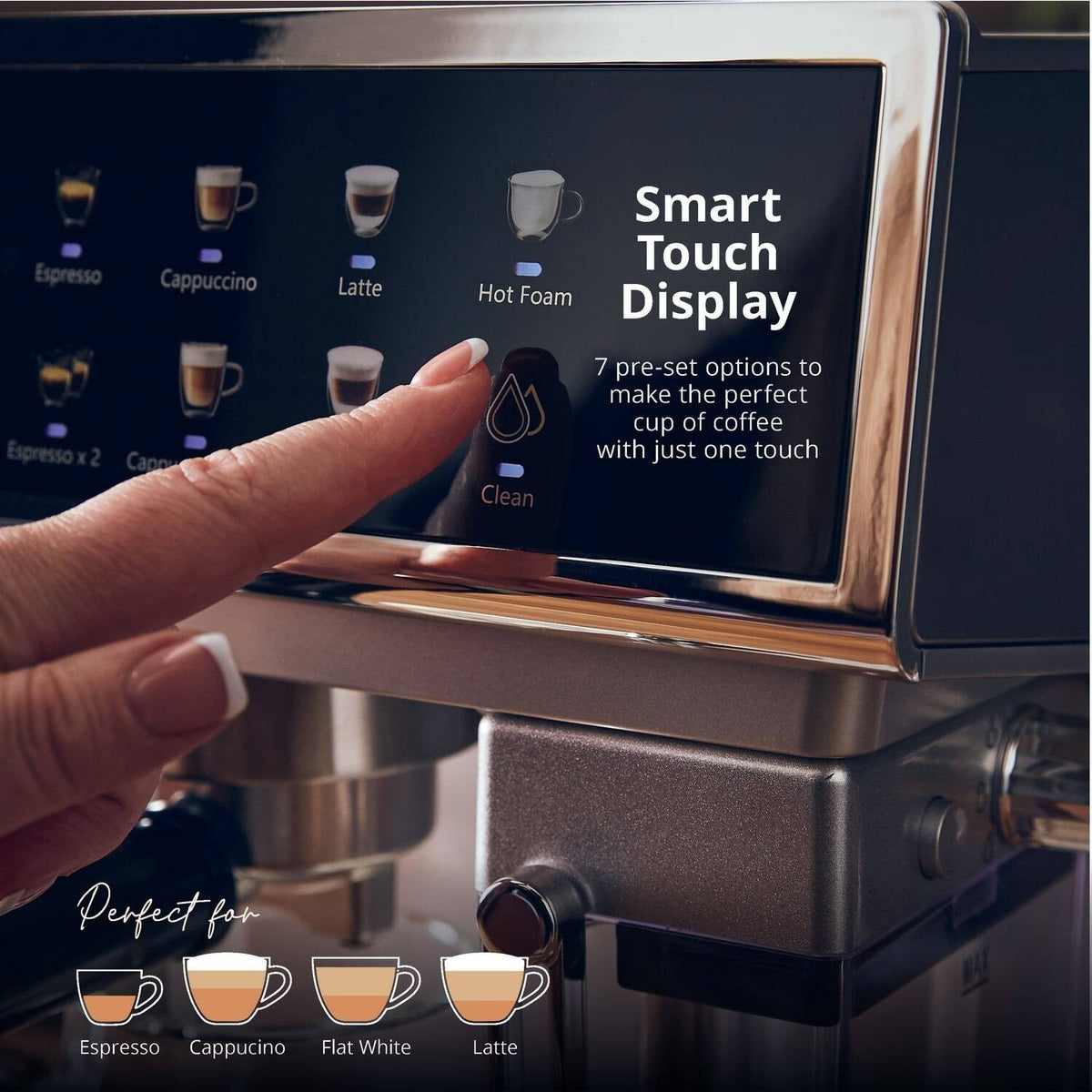 Swan Digital One-Touch Espresso Coffee Machine with Automatic Milk Frother