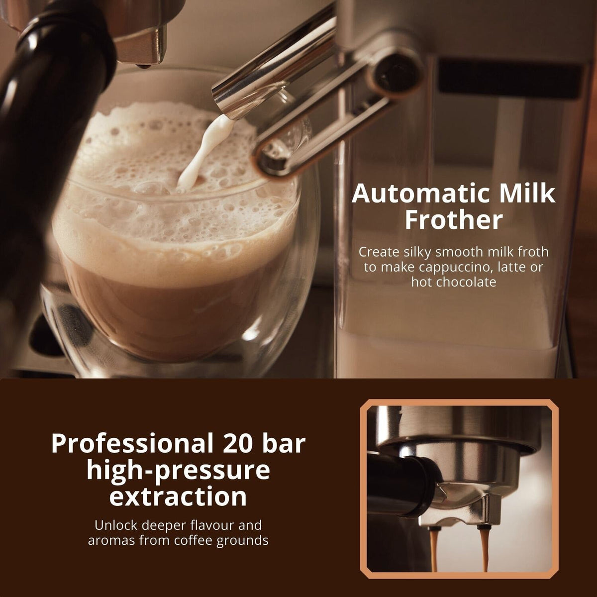 Swan Digital One-Touch Espresso Coffee Machine with Automatic Milk Frother