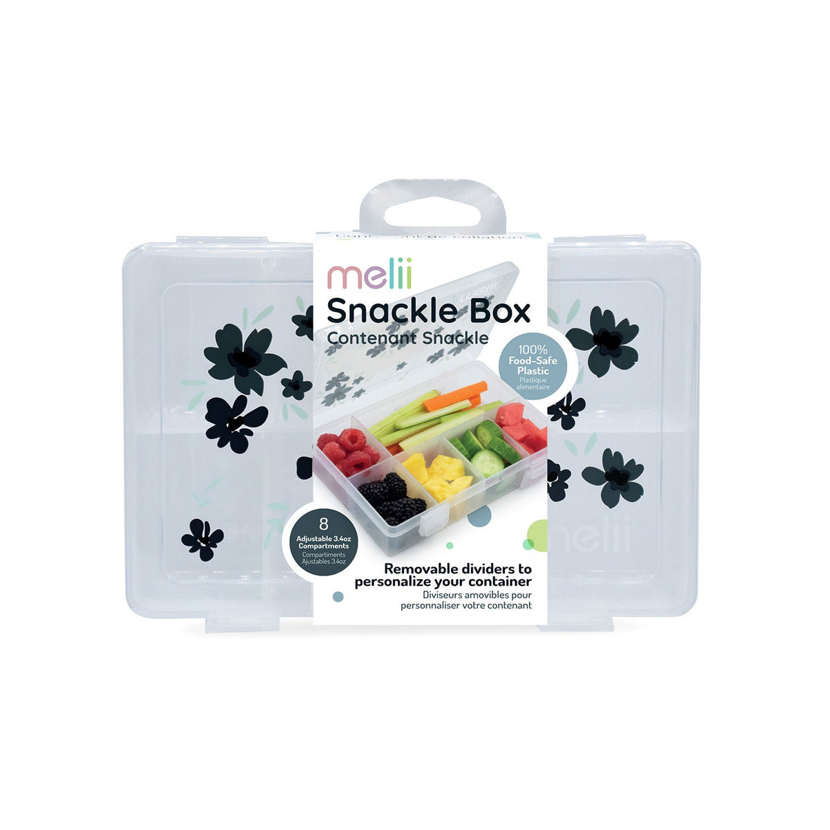 Melii Snackle Box with 8 Compartment – Flower Print