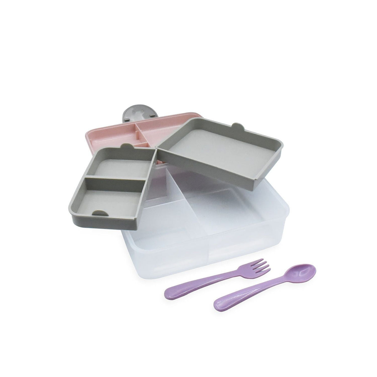 Melii 2 Tier Bento Box with 6 Compartments – Pink and Purple