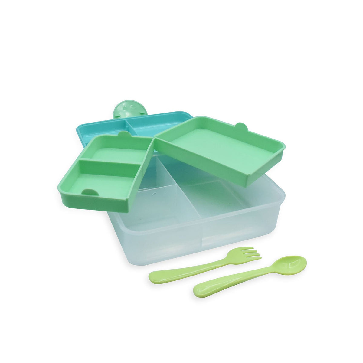 Melii 2 Tier Bento Box with 6 Compartments – Blue and Mint