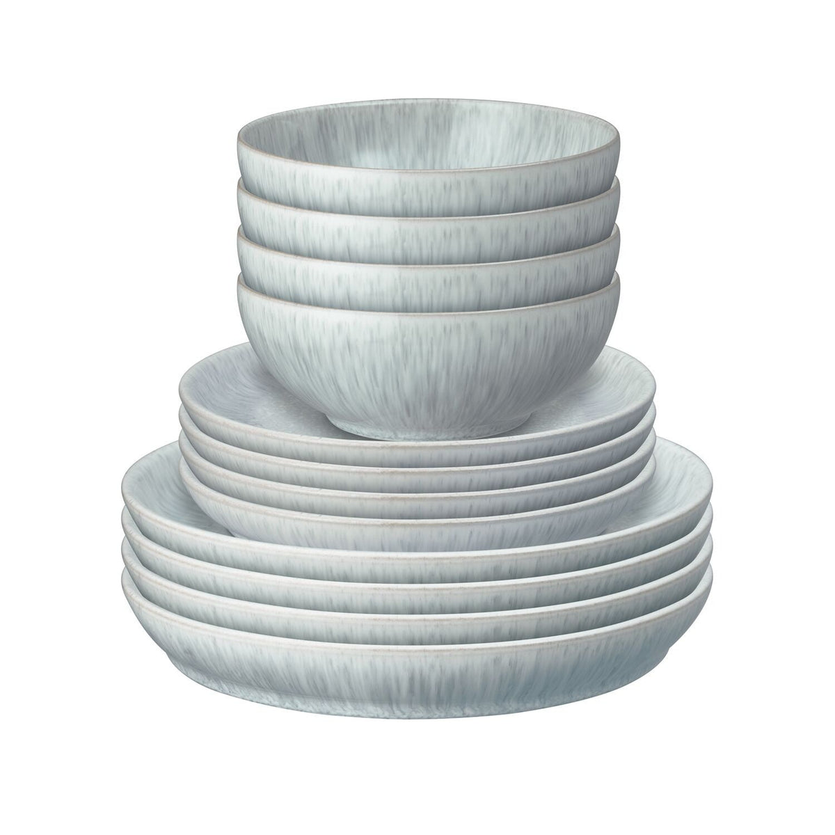 Denby Reactive Grey Coupe - 12 Piece Dinner Set