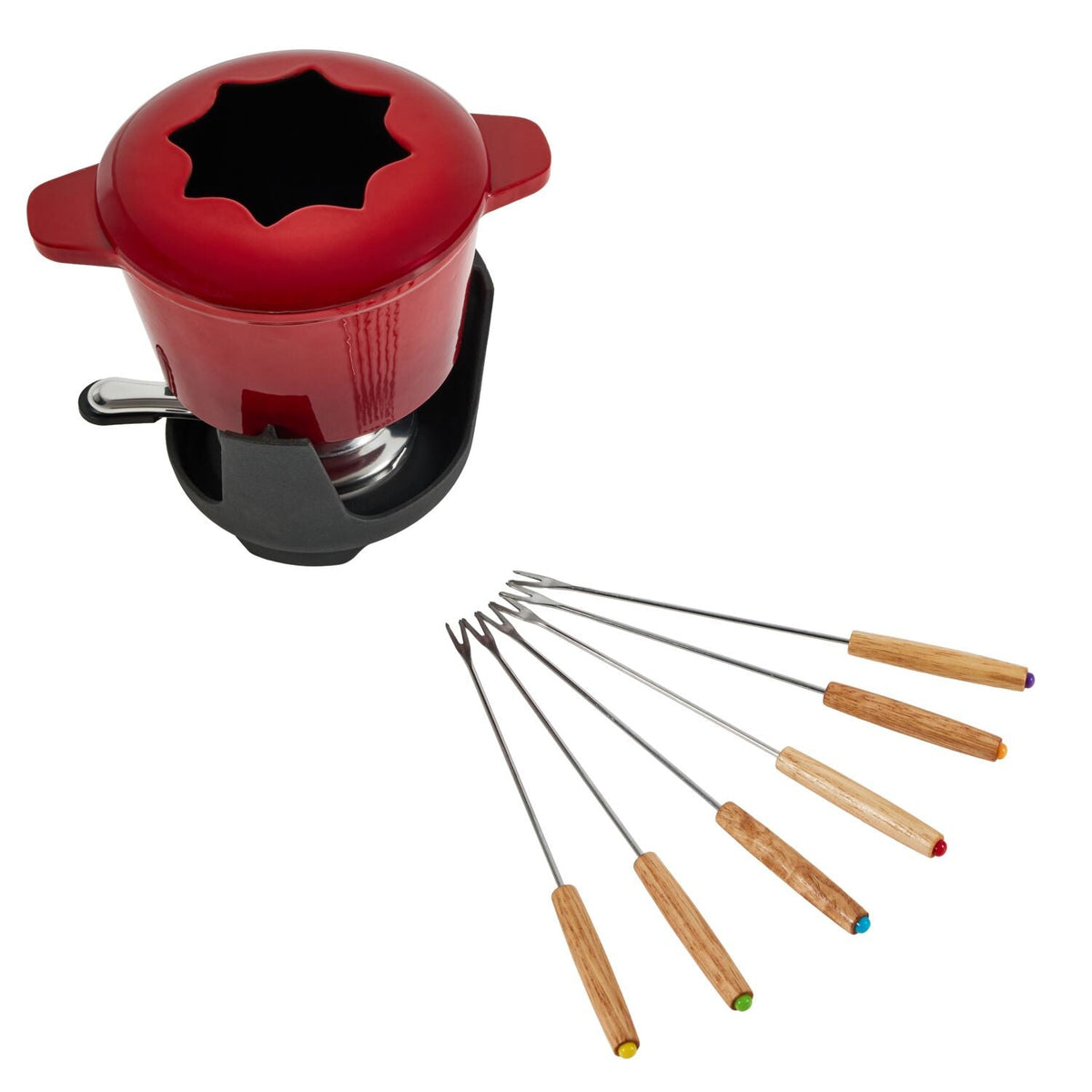 Lakeland Enamel Cast Iron Fondue Set