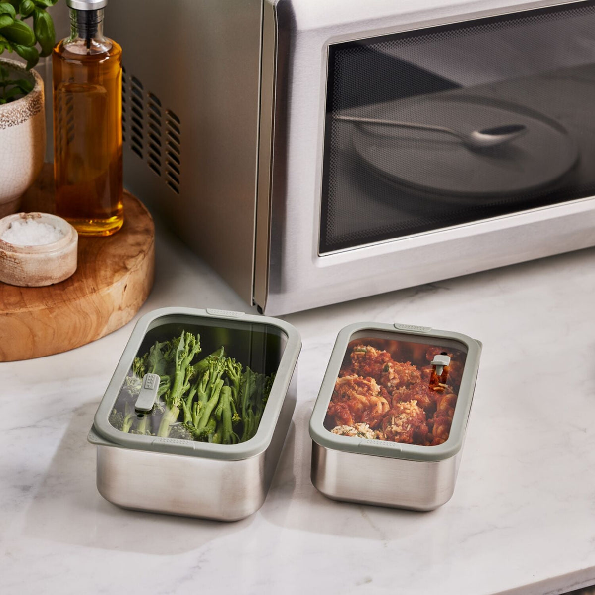 Lakeland Microwave-Safe Stainless Steel Food Container 1L