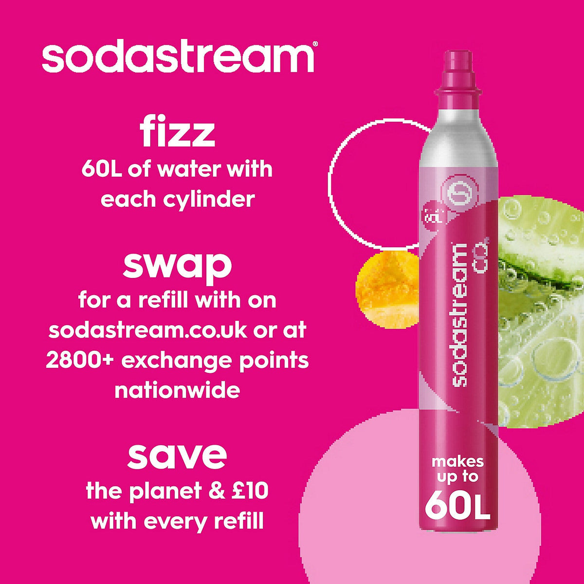 SodaStream TERRA® Sparkling Water Maker - Black with 60L Gas Cylinder