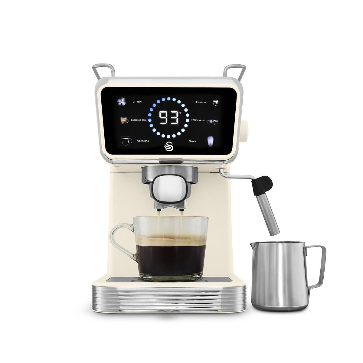 Swan Retro Pump Espresso Digital Coffee Machine - Cream