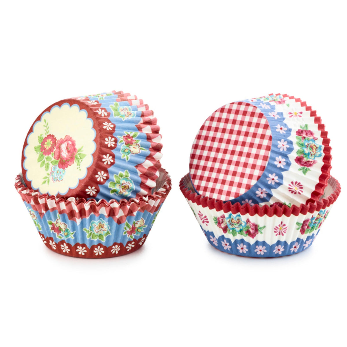 80 Floral and Gingham Greaseproof Cupcake Cases