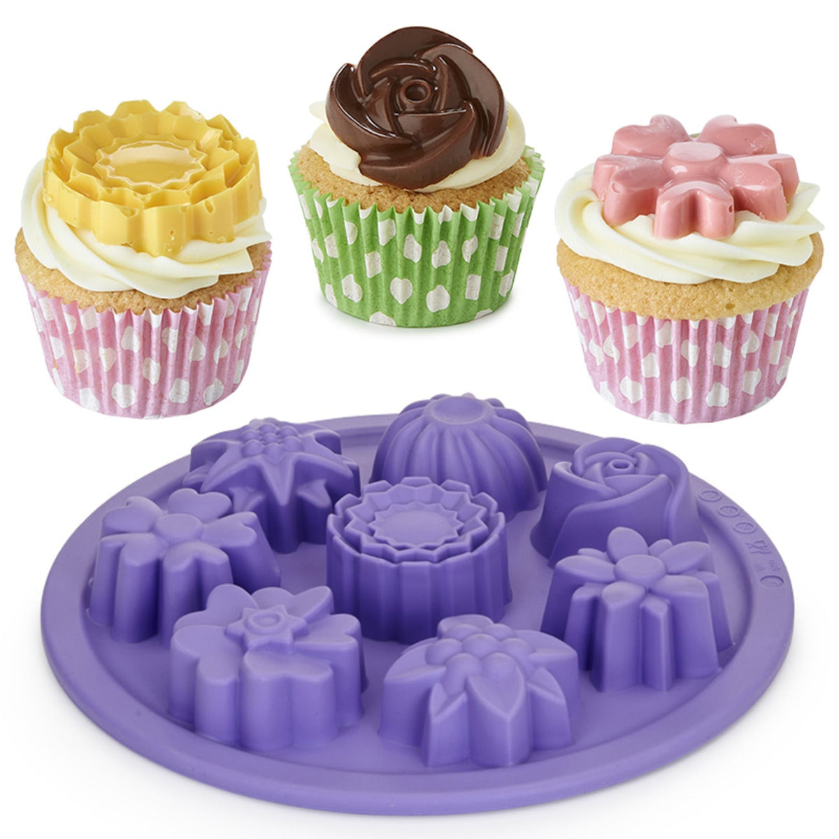 Silicone 8 Shapes Flower Cake Mould