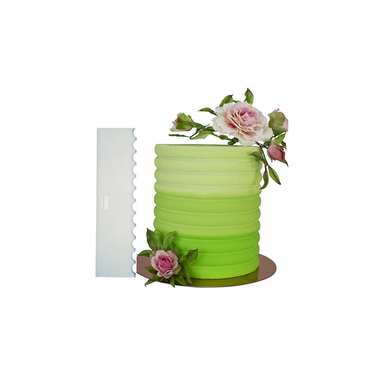PME Tall Patterned Edge Side Scraper for Cake Decorating – Scalloped