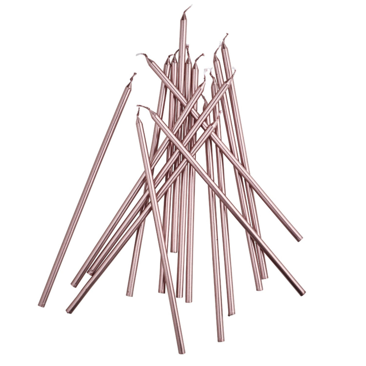 16 Extra Tall Metallic Rose Gold Cake Candles