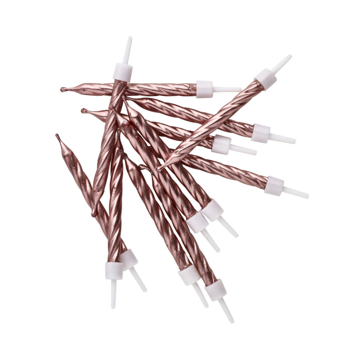 12 Rose Gold Cake Candles