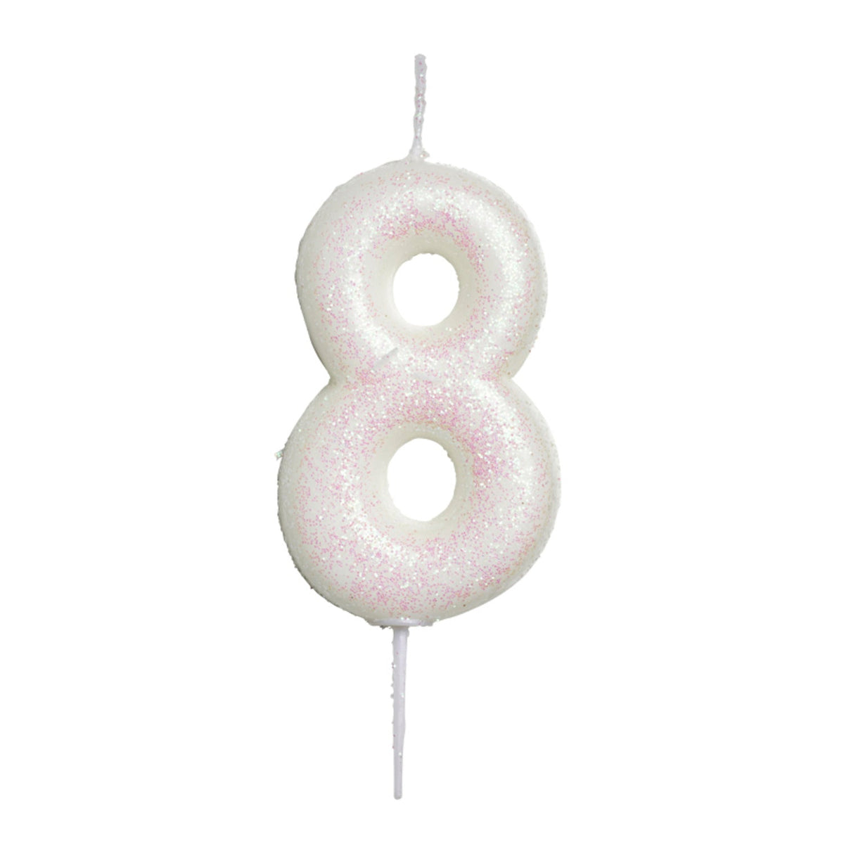 Anniversary House Iridescent White Number 8 Candle
