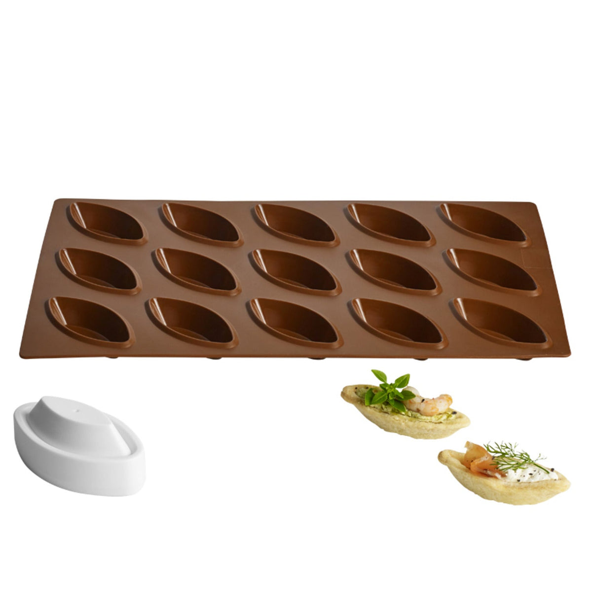 Bateau Shaped Silicone Mould with Pastry Plunger Cutter