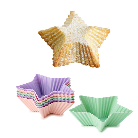 6 Individual Silicone Star Muffin Cases