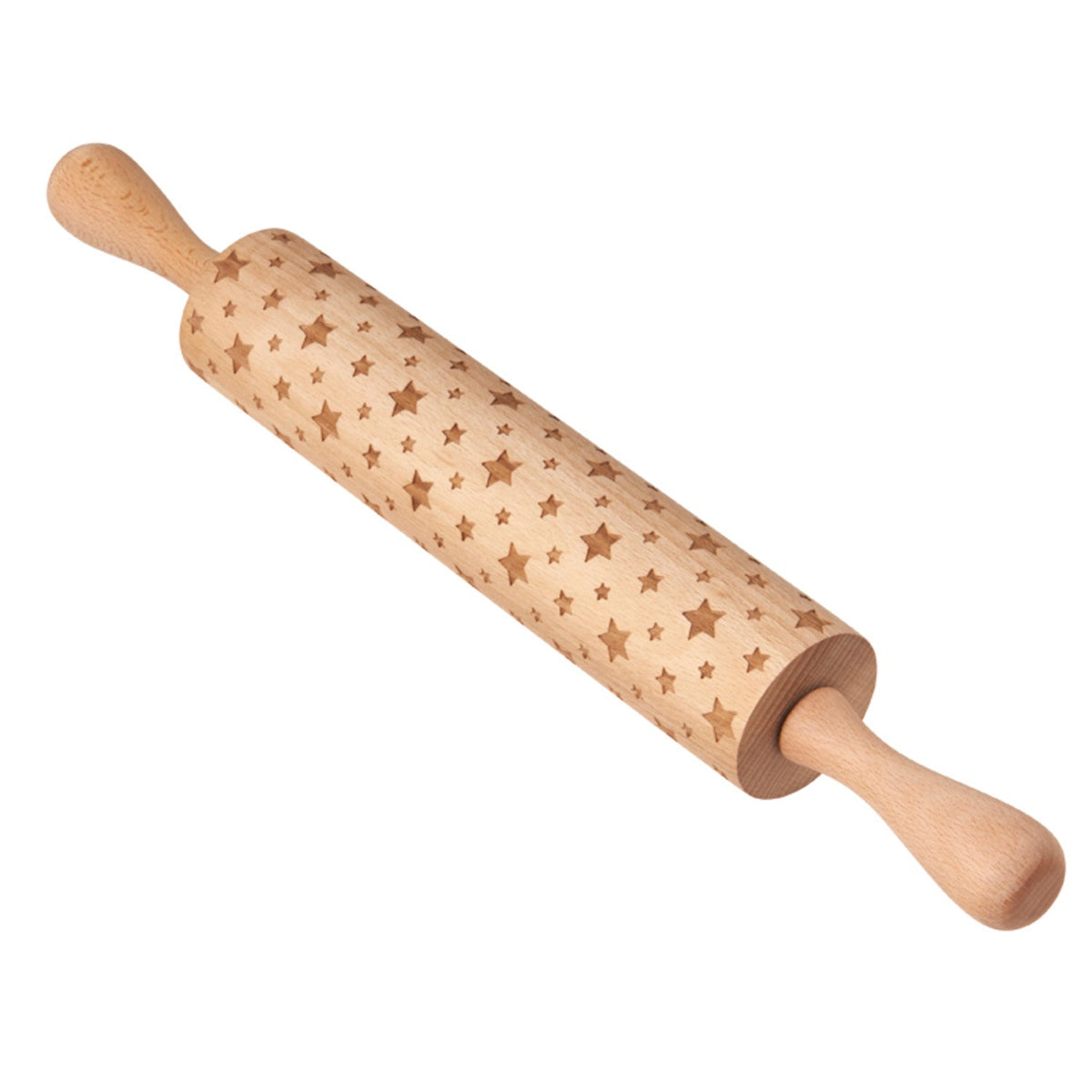 Embossed Star Pattern Wooden Rolling Pin