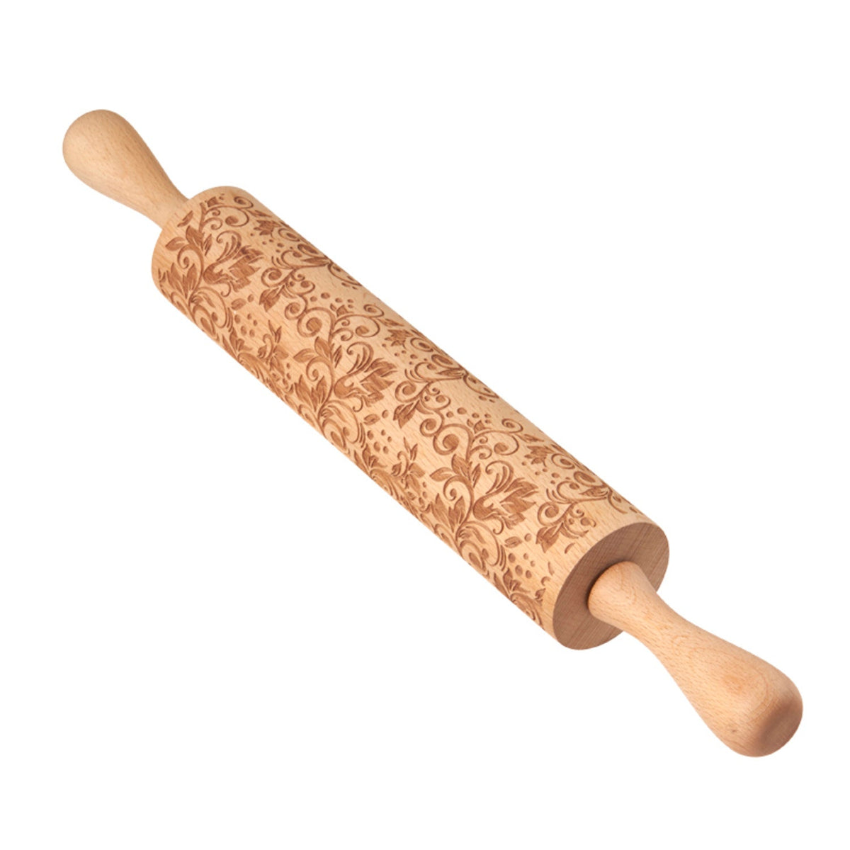 Embossed Paisley Pattern Wooden Rolling Pin