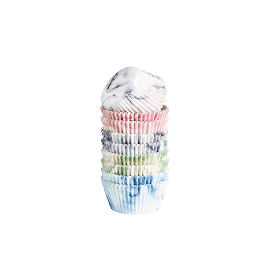 120 Marbled Greaseproof Cupcake Cases – 8 Designs