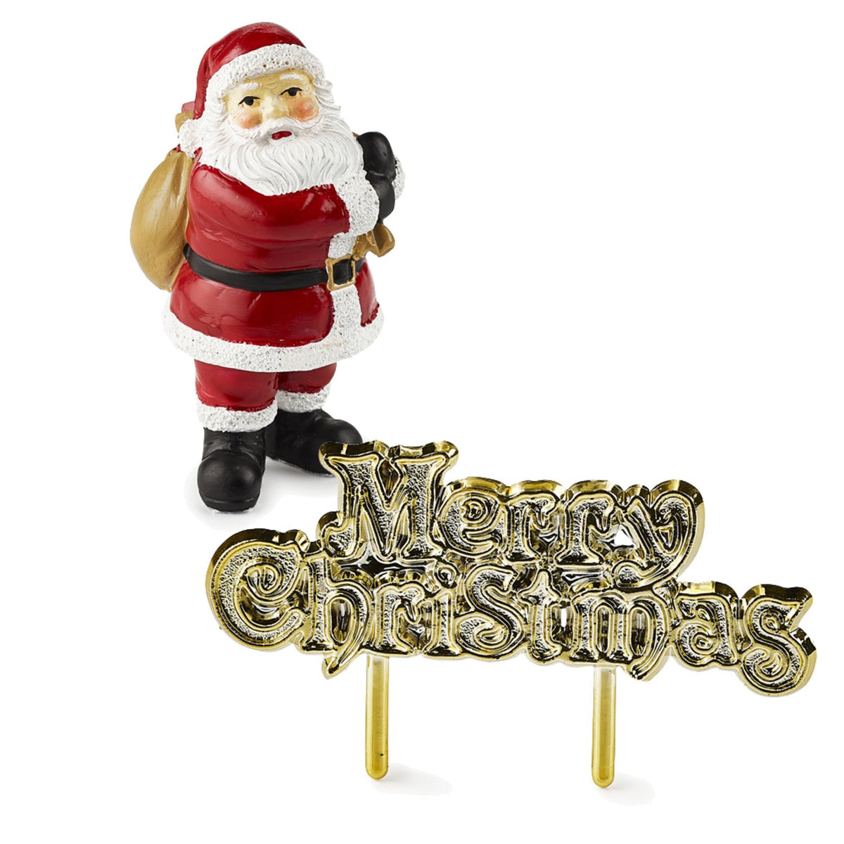 2pc Luxury Boxed Traditional Santa Cake Topper Set