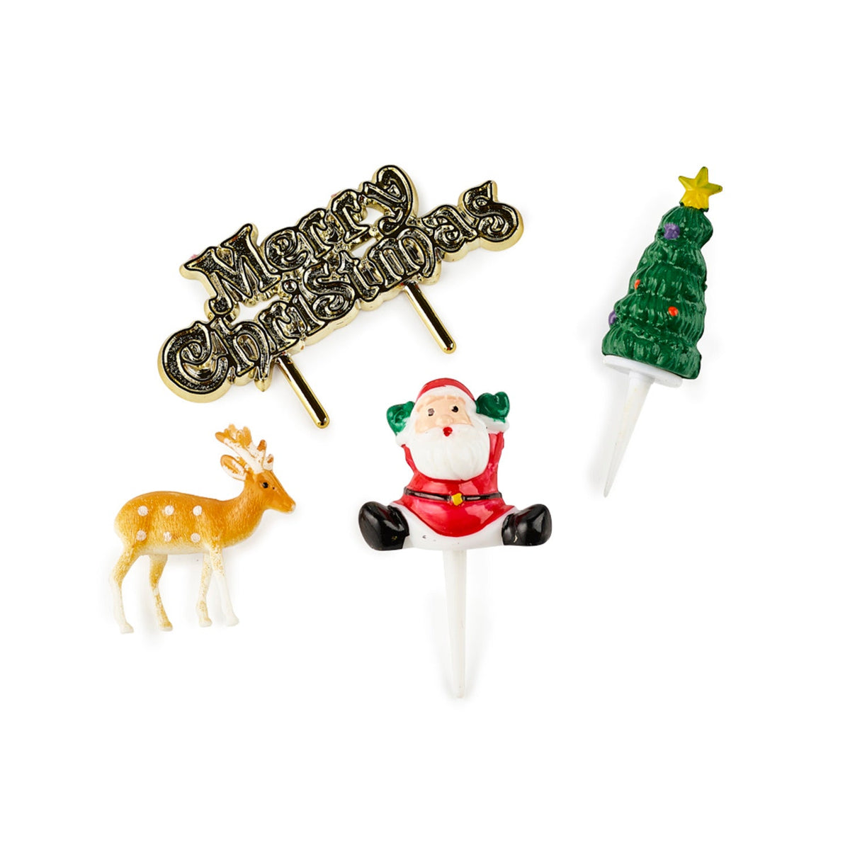 4pc Traditional Christmas Cake Topper Set