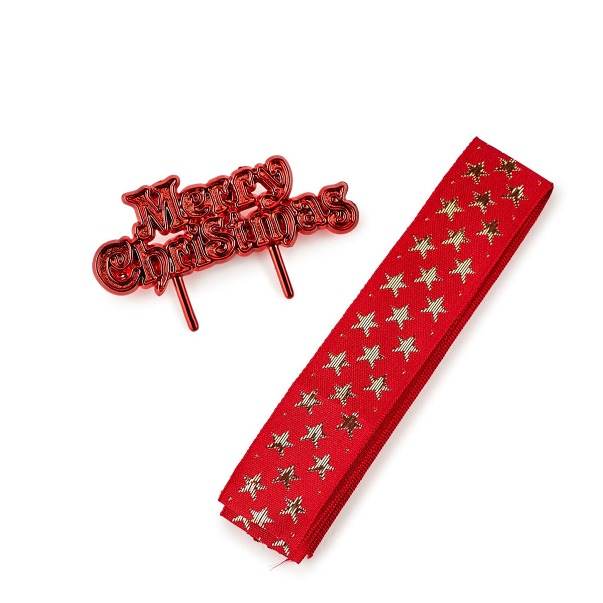 2pc Christmas Shimmering Stars Cake Ribbon Set