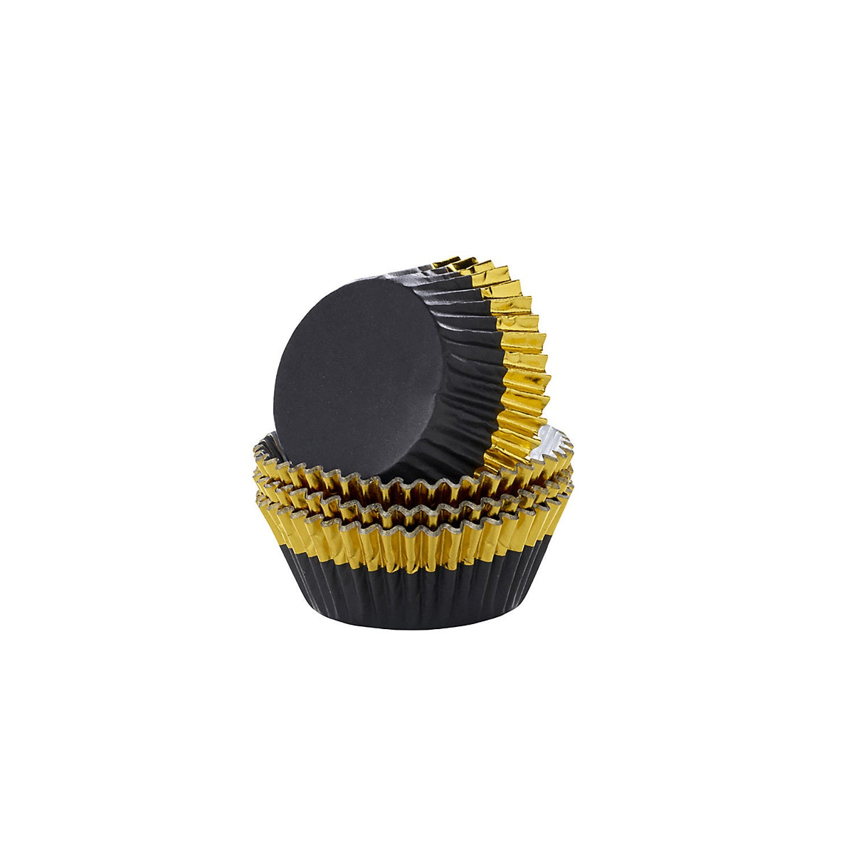 30 PME Black with Gold Trim Foil Lined Cupcake Cases