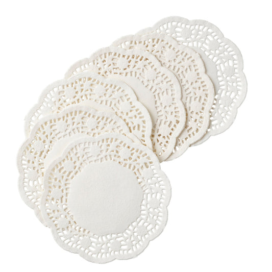 100 White Paper Doilies 10cm Dia.