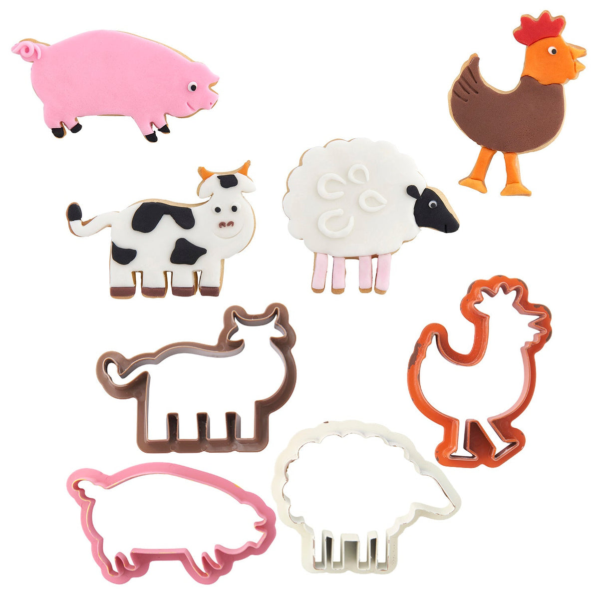 4 Decora Farmyard Animals Cookie Cutters