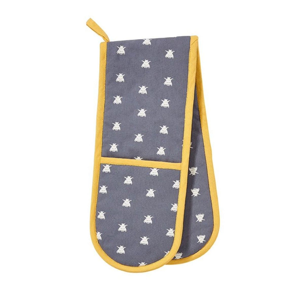 Ulster Weavers Bee Print Cotton Double Oven Glove Grey