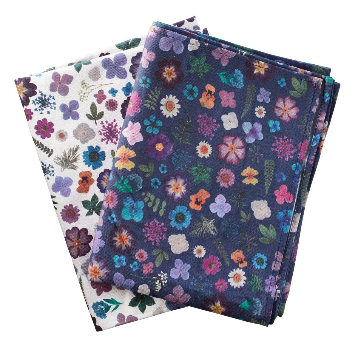 2 Lakeland Pressed Flowers Tea Towels