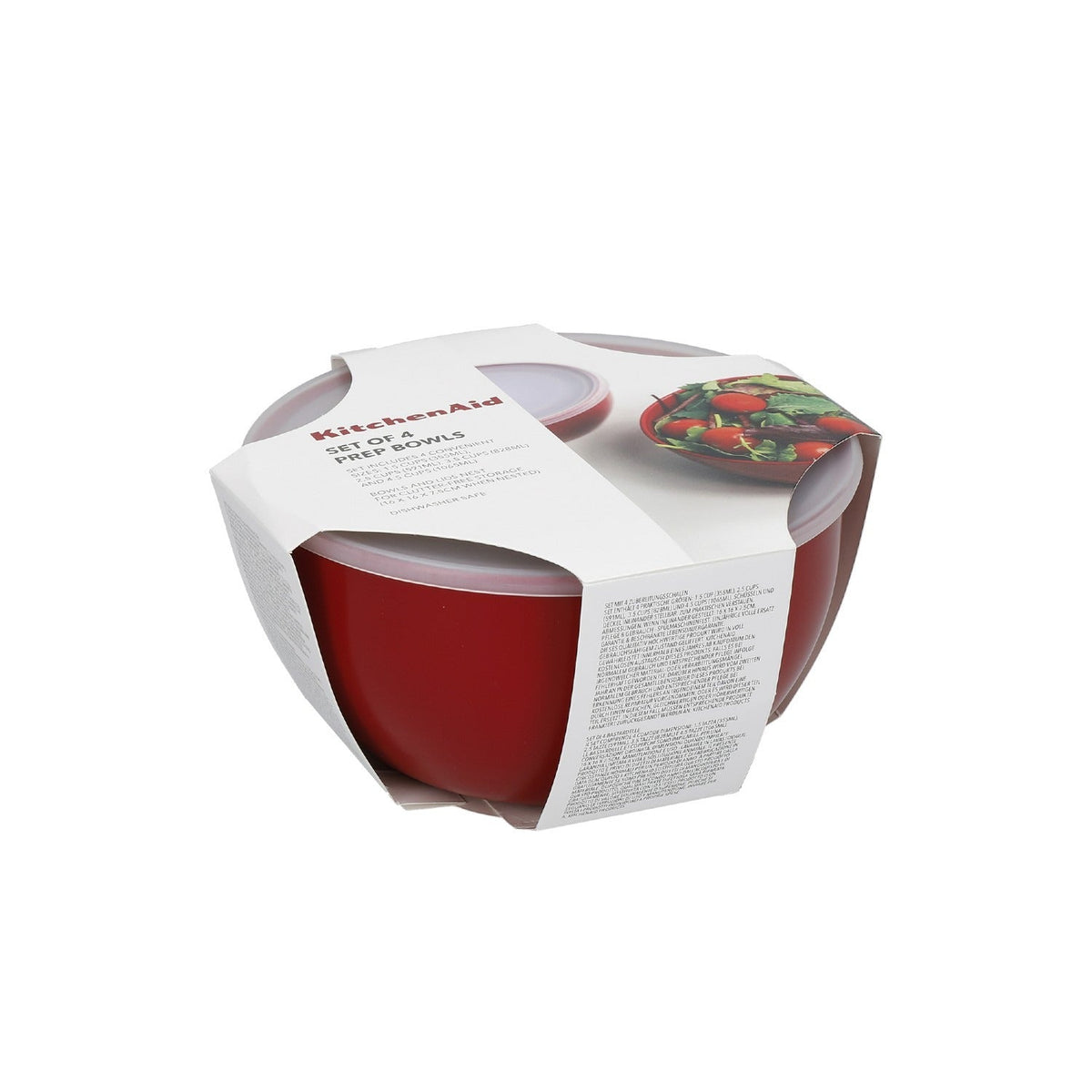 KitchenAid Set of 4 Prep Bowls with Lids - Empire Red