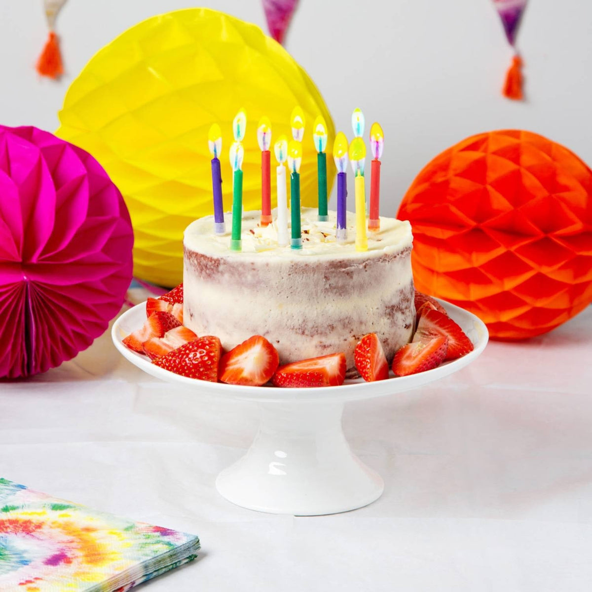 12 Talking Tables Rainbow Candles with Coloured Flames