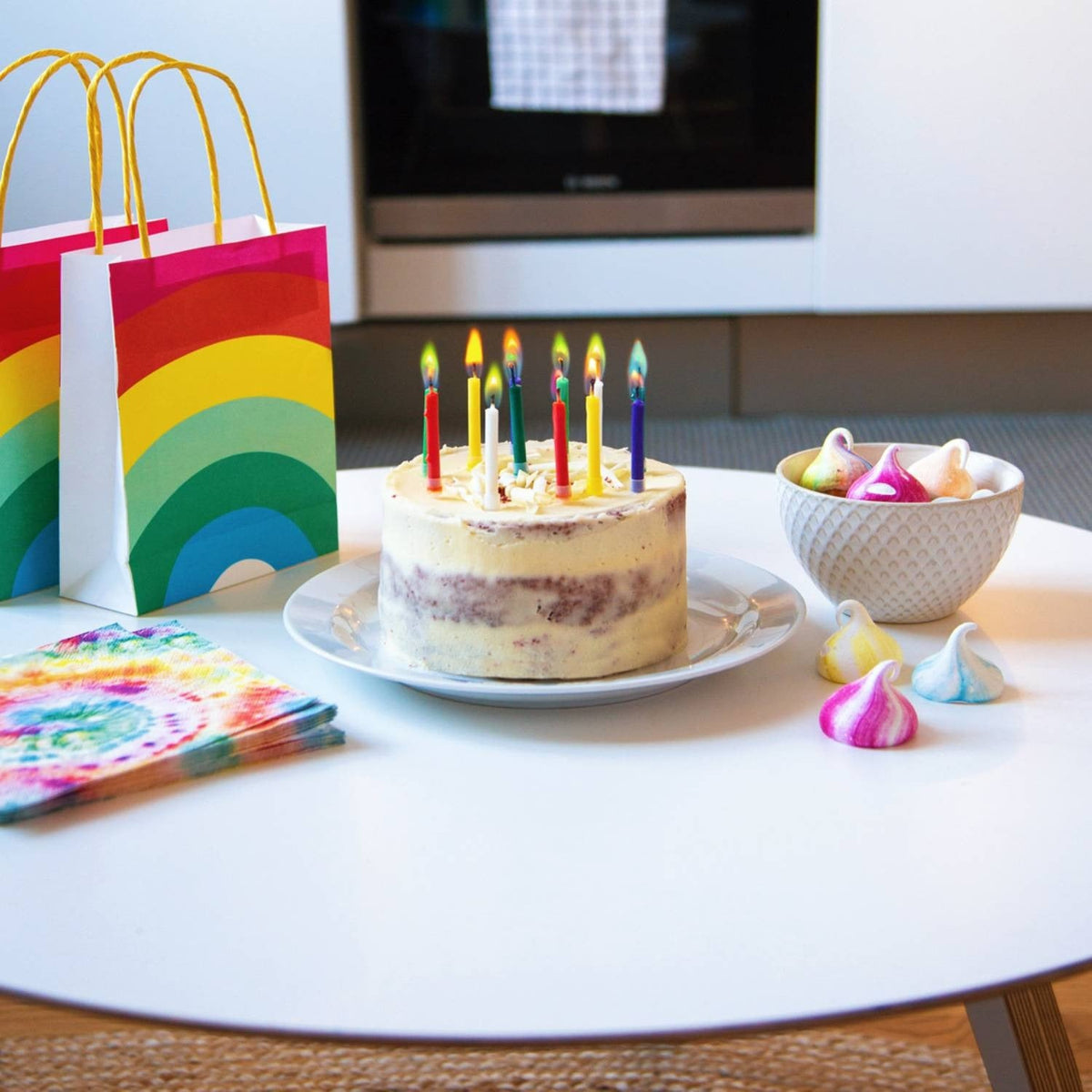 12 Talking Tables Rainbow Candles with Coloured Flames