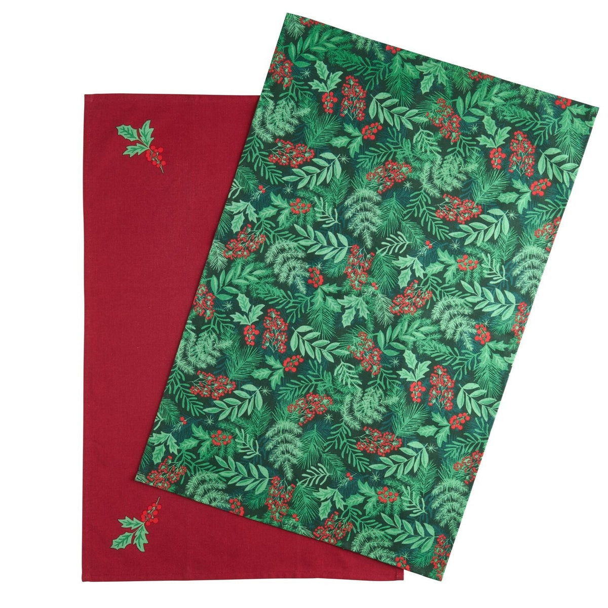 2 Festive Foliage Tea Towels