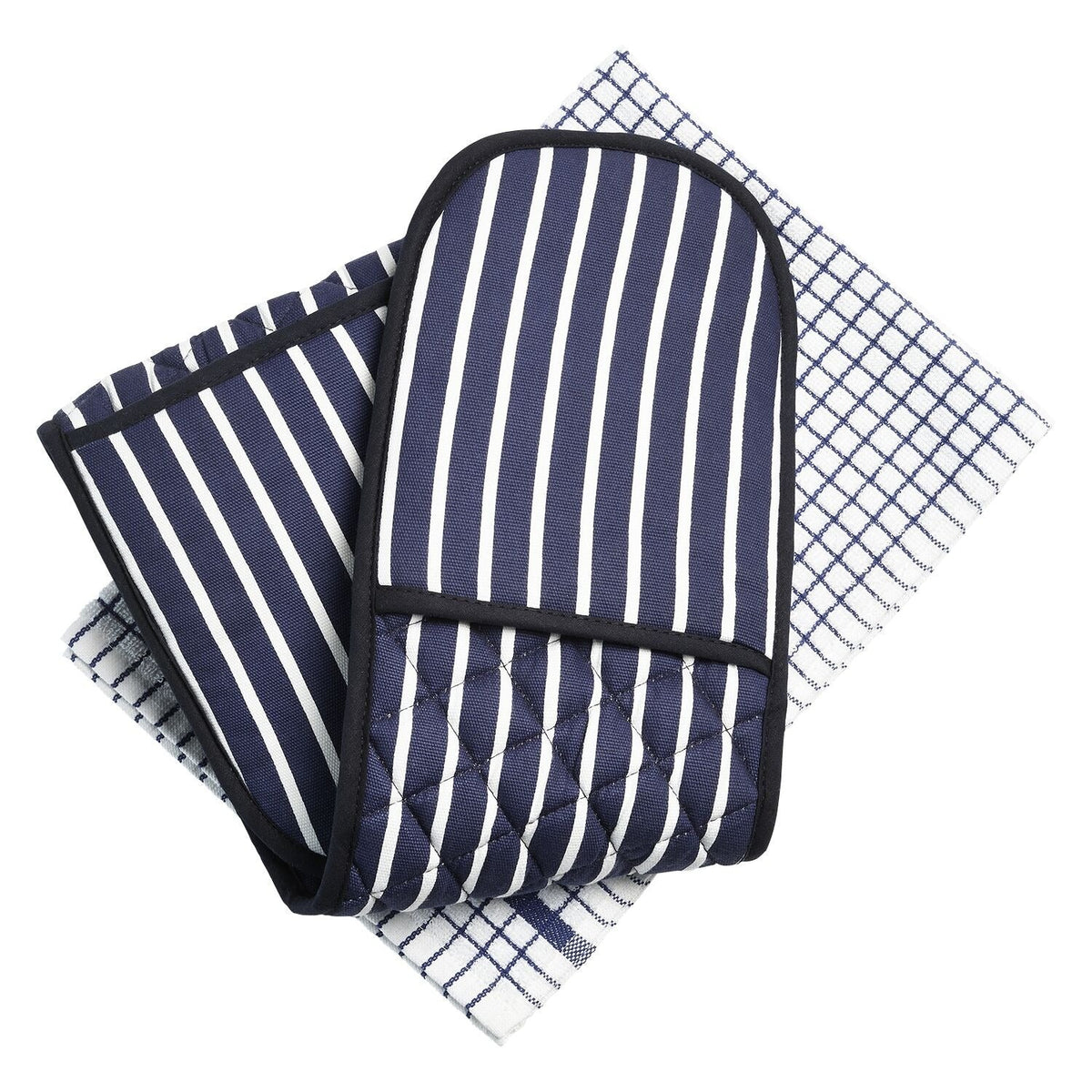 Simply Lakeland Kitchen Essentials Double Oven Glove & Tea Towel Set – Solid Blue