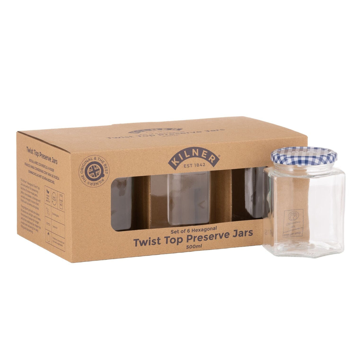 Kilner Hexagonal Twist Top Jars 500ml – Set of 6