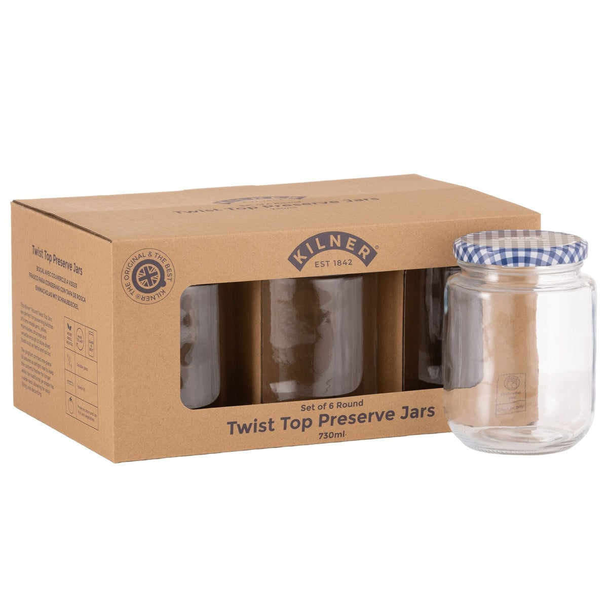 Kilner Round Twist Top Jars 730ml – Set of 6