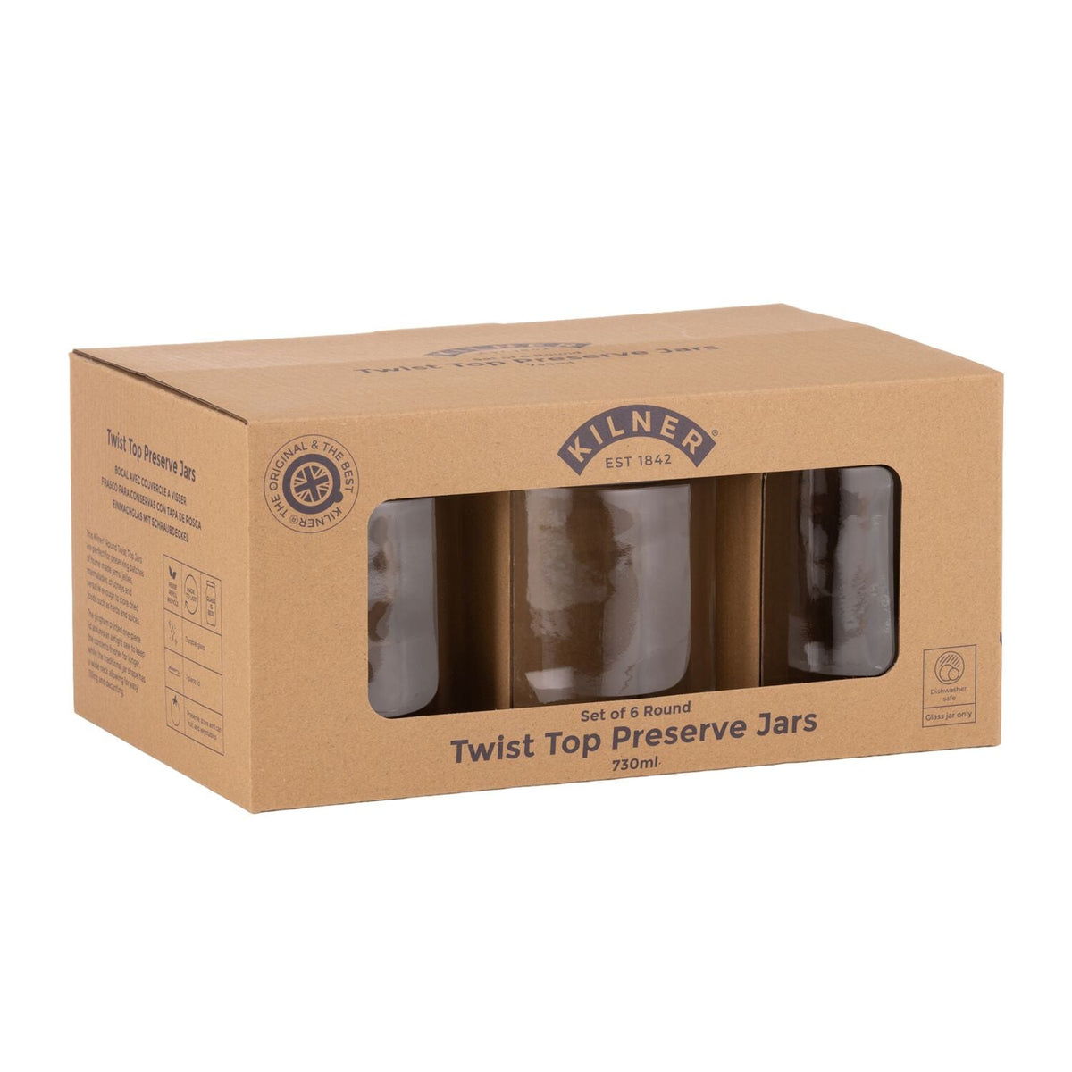 Kilner Round Twist Top Jars 730ml – Set of 6