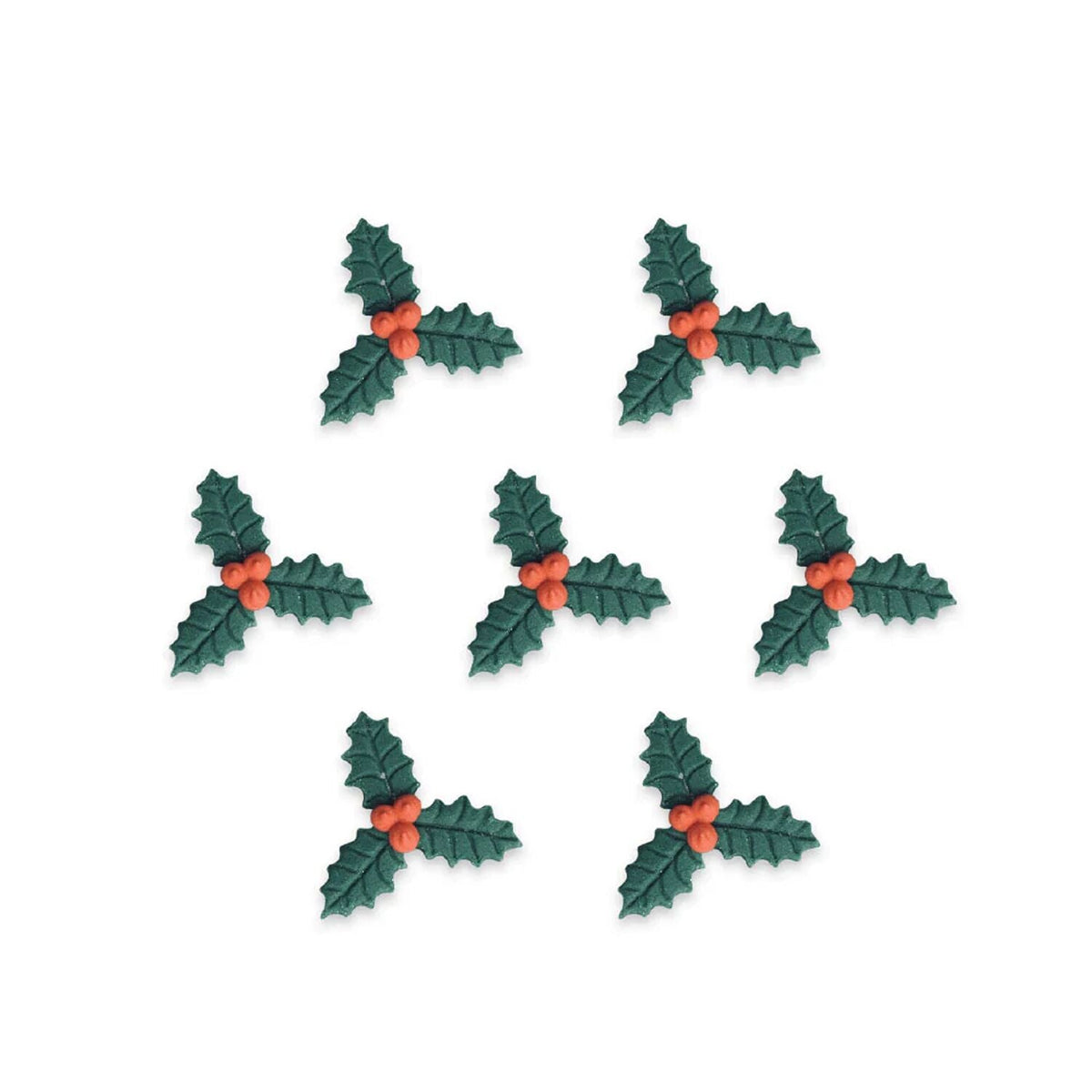 Holly Sugarcraft Toppers – Pack of 7