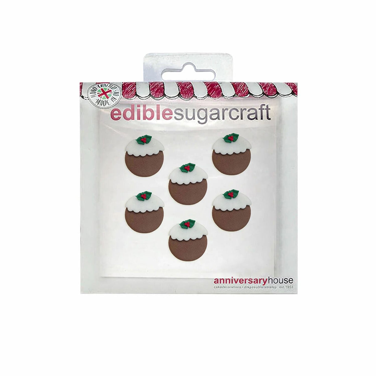 Christmas Pudding Sugarcraft Toppers – Pack of 6