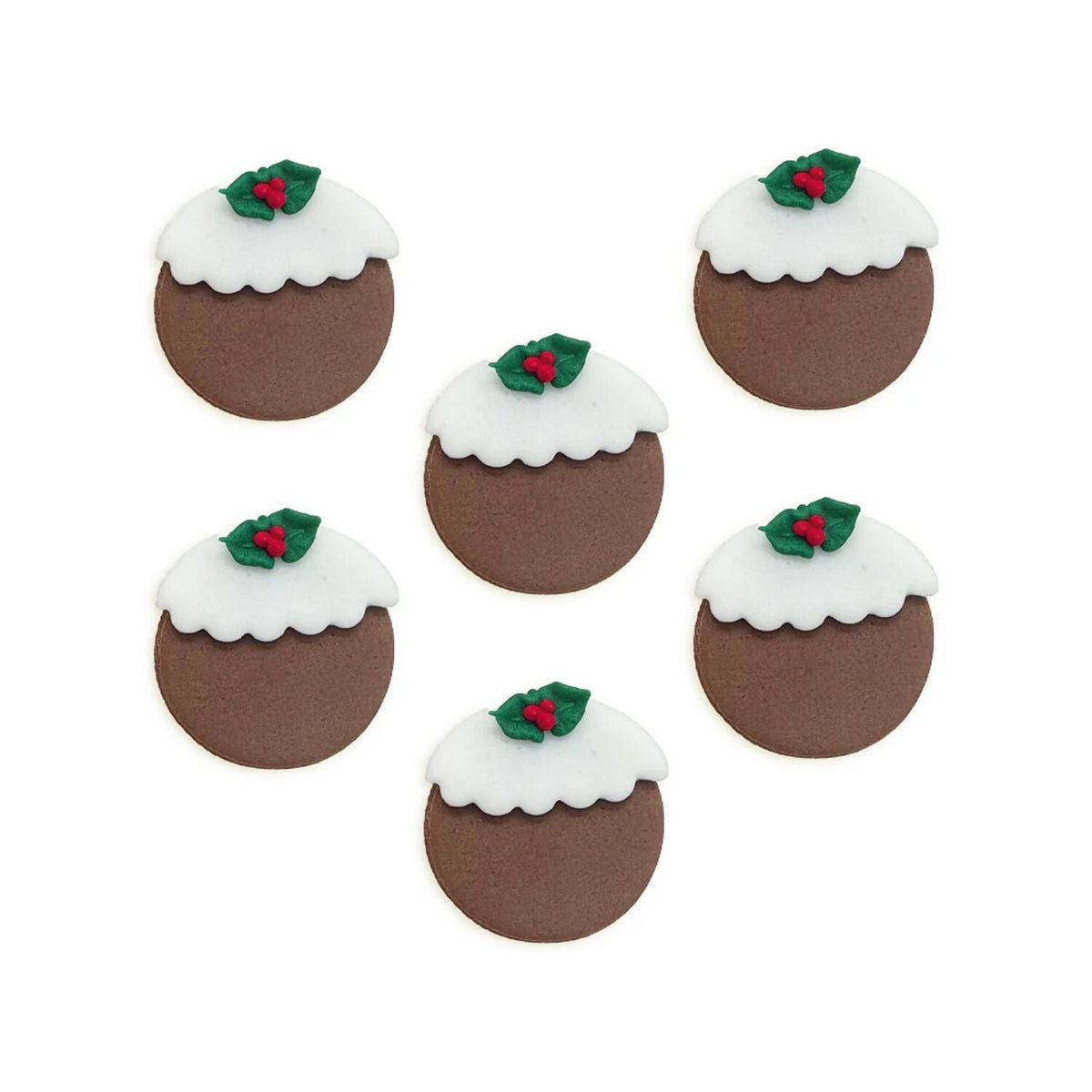 Christmas Pudding Sugarcraft Toppers – Pack of 6