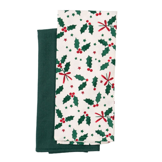Lakeland Christmas Holly Tea Towels – Pack of 2